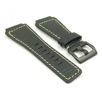 DASSARI Primo Crocodile Leather Watch Band for Bell & Ross w/ Matte Black Buckle  