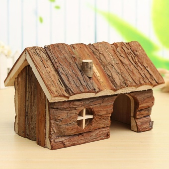 Gambar Details about Trixie Small Animal House Log Cabin with Edible Tasty Carrot Roof   Hay   intl