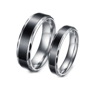 Jual DHS Vintage titanium steel Lover Rings (Black) Online Review