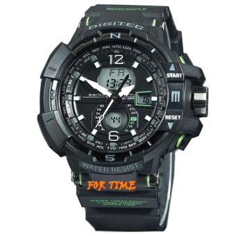 Gambar Digitec Original   DG2066M   Jam Tangan Pria Dual Time   StrapKaret  hitam hijau