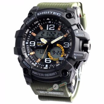 Gambar Digitec Original   DG2102M   Jam Tangan Pria Dual Time   Strap Karet   Hijau Army