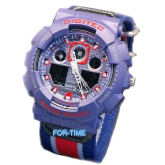 Gambar Digitec Original   DG2109M   Jam Tangan Pria Dual Time   Strap Kanvas   Biru