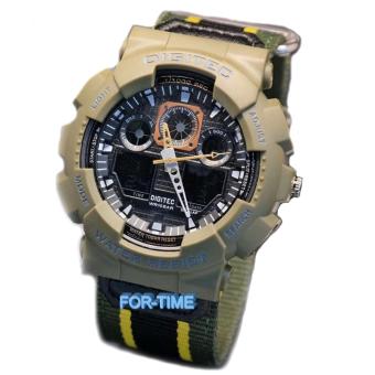 Gambar Digitec Original   DG2109M   Jam Tangan Pria Dual Time   Strap Kanvas   Hijau Army