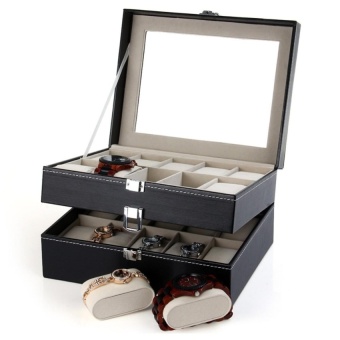 DJ 20 Grids Watch Display Case Pu Leather Jewelry Storage Boxorganizer - intl  