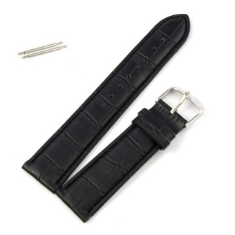 DJ 22Mm Soft Genuine Leather Strap Steel Buckle Wrist Watch Band Black - intl  