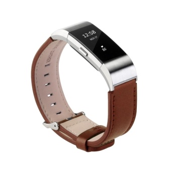 DJ Genuine Cowhide Leather Replacement Watch Strap For Fitbit Charge 2(Brown) - intl  