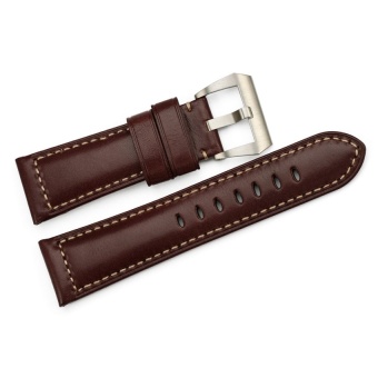 DJ Istrap 26Mm Smooth Finish Hand Stitched Calf Leather Watch Strappadded Pam Belt - Dark Brown - intl  