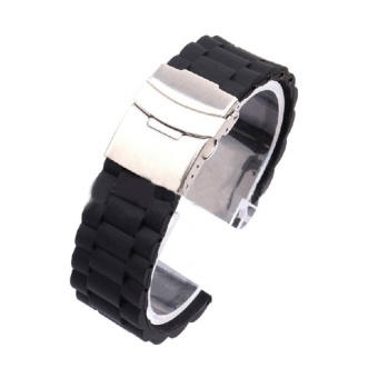DJ Mens Silicone Rubber Watch Strap Band Waterproof With Deploymentclasp 20Mm - intl  