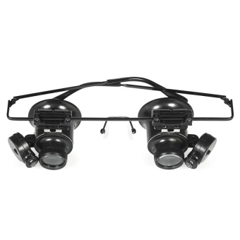 DJ Professional 20X Double Eye Watch Repair Magnifier Loupe W/ Ledlights Jeweler Magnifying Glasses Repair Tool - intl  