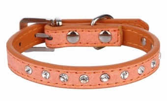 Gambar EOZY Fashion PU Leather Pet Collars Dog Puppy Luxury RhinestonesCollars S (Orange)   intl