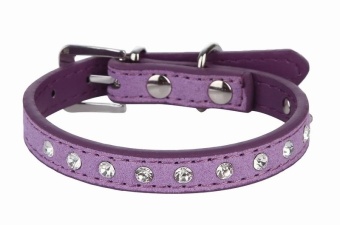 Gambar EOZY Fashion PU Leather Pet Collars Dog Puppy Luxury RhinestonesCollars S (Purple)   intl