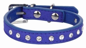 Gambar EOZY Fashion PU Leather Pet Collars Dog Puppy Luxury RhinestonesCollars XS (Blue)   intl