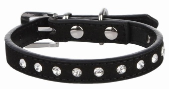 Gambar EOZY Fashion PU Leather Pet Collars Dog Puppy Luxury RhinestonesCollars XXS (Black)   intl