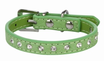 Gambar EOZY Fashion PU Leather Pet Collars Dog Puppy Luxury RhinestonesCollars XXS (Green)   intl