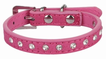 Gambar EOZY Fashion PU Leather Pet Collars Dog Puppy Luxury RhinestonesCollars XXS (Rose Red)   intl