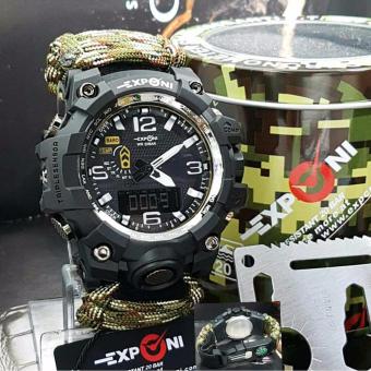 Gambar Exponi Sport Watch Ex3239MSW03GA Dual Time Jam Tangan Pria Tali Canvas Kombinasi (Hijau Army)