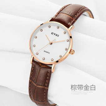 Gambar Eyki kasual kulit berlian siswa ultra tipis jam tangan jam tangan wanita