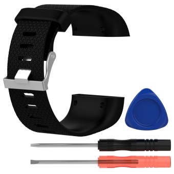 Fashion Cool Silicone Replacement Strap Band Wristband Bracelet with Screwdriver Tools for Fitbit Surge Watch Size L Black - intl  