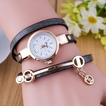 Fashion Geneva Women Casual Gold Rhinestone Belt Wrist Watch Leather Ladies Steel Quartz Watches Women's Faux Band Analog Wristwatch - intl  