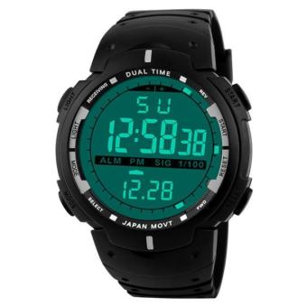 Fashion Men LED Digital Date Military Sport Rubber Quartz Watch Alarm Waterproof - intl  