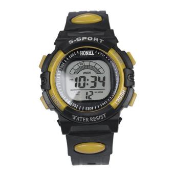 Gambar Fashion Mens Digital LED Analog Quartz Alarm Date Sports WristWatch Yellow   intl