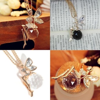 Gambar Fashion Women Crystal Fairy Angel Wing Pendant Long Chain SweaterNecklace Gift   intl