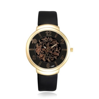 Female Digital Leather Band Watches Sport Analog Quartz Date Wrist Watch Black free shipping - intl  