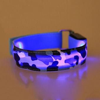 Flashing Safe Reflective Belt Arm Band Strap Night Running LED Armband Light Blue - intl  