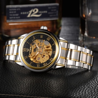 Gambar FNGEEN pria transparan Skeleton otomatis mekanis jam tangan tahanair jam Fashion relogio masculino 8866   intl