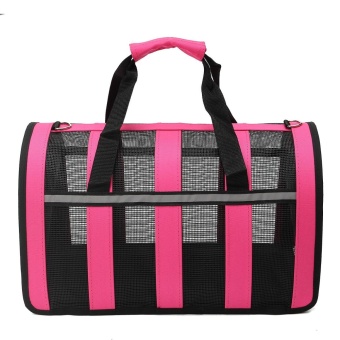 Gambar Foldable Breathable Pet Dog Cat Carrier Tote Shoulder Bag With Reflective Strip Pink   intl