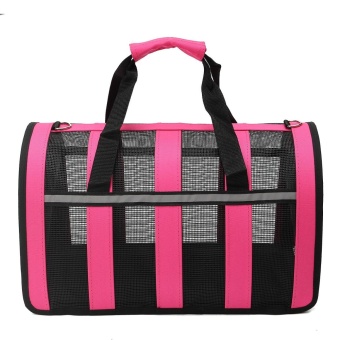 Gambar Foldable Breathable Pet Dog Cat Carrier Tote Shoulder Bag WithReflective Strip Pink   intl