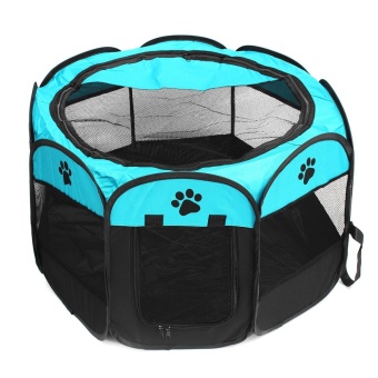 Gambar Foldable Pet Dog Puppy Folding Playpen Cage Tent Exercise Fence Crate Creative Royal blue   intl