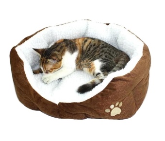 Gambar foonovom Cute Paw Print Comfortable Pets Dog Cats Puppy Kitten NestPad Soft Fleece Bed (L,Coffee)   intl