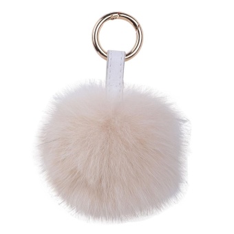 Gambar foorvof Fox Fur Ball Keyring Key Chain For Car Key Women Bag Charm(Gold Khaki)   intl