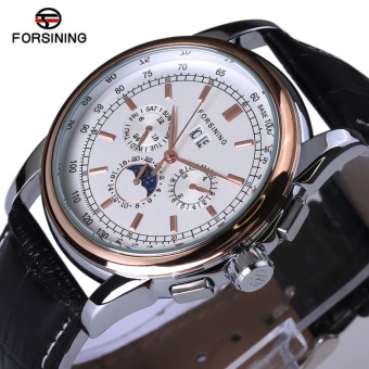 Gambar Forsining 2017 Flying Series Rose Gold Bezel Scale Dial Moon Phase Design Automatic Mechanical Men s Watch   intl