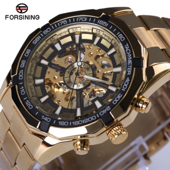 Gambar Forsining Mens Watches Top Brand Luxury Full Golden Men Automatic Skeleton Watch Mens Sport Watch Designer Fashion Casual Clock   intl