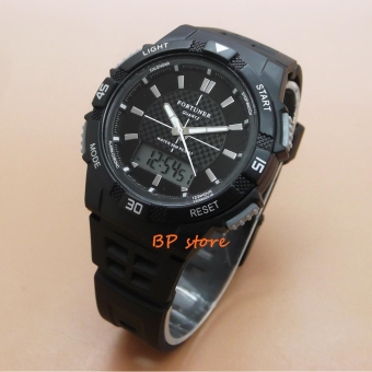 Fortuner Dual Time - FR JA-910 - Jam Tangan Sport Wanita - Rubber Strap - Full Black  