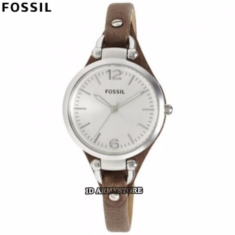Gambar FOSSIL ES3060   Jam Tangan Analog Wanita   Kulit Coklat   Dial Putih   Bezel Silver FSX 1002 01