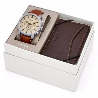 Gambar Fossil Lance Chronograph Brown Leather Watch and Card Case Gift Set, BQ 2144SET