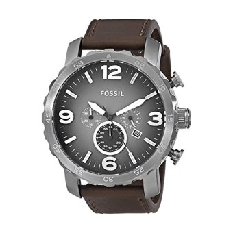 Gambar Fossil Men s JR1424 Nate Chronograph Leather Watch   Brown   Intl