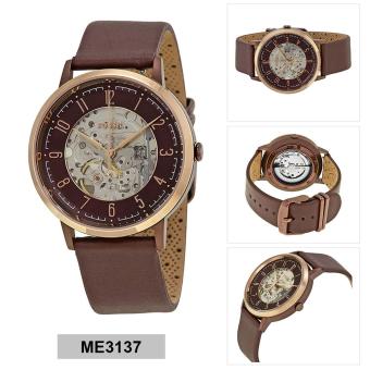 Gambar Fossil Watch Vintage Muse Skeleton Red Stainless Steel Case Leather Strap Ladies NWT + Warranty ME3137