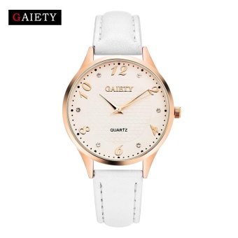 GAIETY G021 Women Elegant Leather Strap Analog Quartz Round Wrist Watches - White - intl  