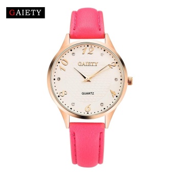 GAIETY G021 Women Fashion Leather Band Analog Quartz Round Wrist Watch Watches Hot Pink - intl  