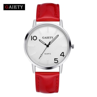 GAIETY G076 Women Elegant Leather Band Analog Quartz Round Wrist Watches Red - intl  
