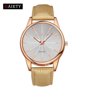 GAIETY G124 Women Elegant Leather Band Analog Quartz Round Wrist Watches Gold - intl  