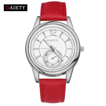 GAIETY G128 Women Elegant Leather Band Analog Quartz Round Wrist Watches - Red - intl  