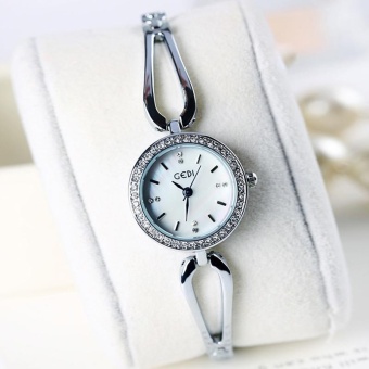 GEDI Ladies Fashion Watch Waterproof Quartz Diamond Diamond Personalized Watch Silver - intl  