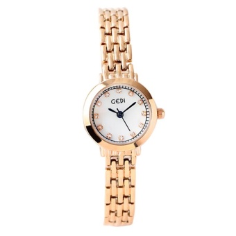 GEDI Ladies Fashionable Diamond Temperament Waterproof Bracelet Watch Rose Gold - intl  
