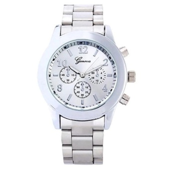 GENEVA Fashion Casual Women Strap Stainless Steel Wrist Quartz Watch - Silver - intl  