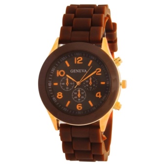 Geneva Women Dress Watch Quartz Silicone Sports Wristwatch (Brown) - intl  